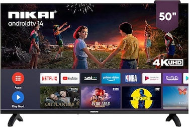 Nikai 50&quot; Ultra HD 4K Smart LED TV, Android 13, Built-in WiFi, 60Hz Refresh Rate, Quad-Core Processor, 3 HDMI Ports, 2 USB Ports, Slim Frame - UHD5010SLED
