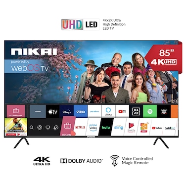 Nikai 85 Inch UHD LED WebOS Smart Tv Platinum Series, Magic Remote, Cinema Screen Design 4K Ultra HDR, Dolby Audio, Smart Voice Control, Apps YouTube, Netflix, Shahid &amp;ndash; NIK85MEU4STN