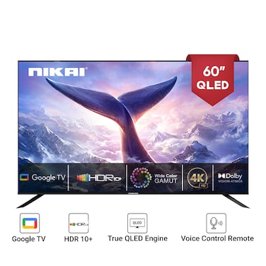 Nikai 60 Inch 4K QLED Ultra HD Smart Google TV, Hands Free Voice Control,
Game Master, Dolby Vision + Atmos, 4K HDR10+, 
Effortless Connectivity with Android &amp;amp; Apple devices - NPROG60QLED