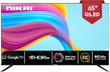 Nikai 65 Inch 4K QLED Ultra HD Smart Google TV, Hands Free Voice Control, Game Master, Dolby Vision + Atmos, 4K HDR10+, Effortless Connectivity with Android &amp; Apple devices - NPROG65QLED