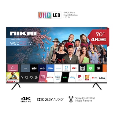 Nikai 70 Inch UHD LED WebOS Smart Tv Platinum Series, Magic Remote, Cinema Screen Design 4K Ultra HDR, Dolby Audio, Smart Voice Control, Apps YouTube, Netflix, Shahid &ndash; NIK70MEU4STN1