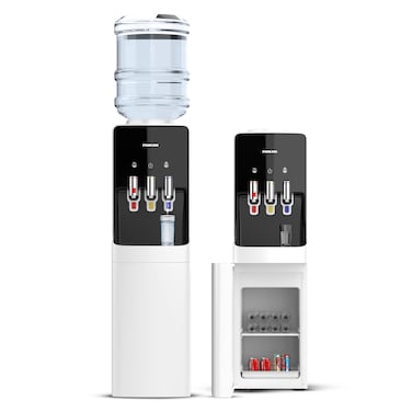 Nikai Top Loading Water Dispenser with 3 Tap Design Hot, Cool, Normal Water, Compressor Cooling, 16L Cabinet, Stainless Steel Tank, Low Noise, Anti-Bacterial Design, Anti-Spill - NWD1400C (White)