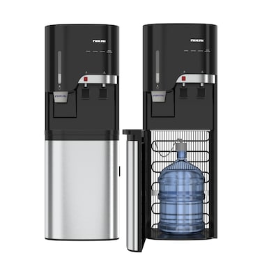 Nikai Bottom Loading Water Dispenser - 2-Tap, Stainless Steel Tanks, Child Lock, Cup Holder,- NWD5000BSS, Steel/Black
