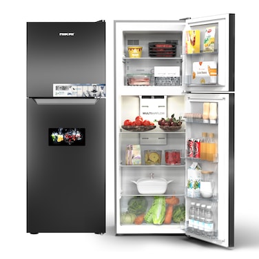 Nikai 410L Gross, 270L Net Capacity, Double Door Refrigerator, NRF410FSS, Frost Free, With Vegetable Crisper And Adjustable Glass Shelves