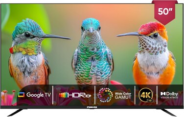 Nikai 50 Inch 4K Ultra HD Smart Google TV, Hands Free Voice Control, Game Master, Dolby Vision + Atmos, 4K HDR10+, Effortless Connectivity with Android &amp; Apple devices - 50NIKGOOGLE (2025 Model)