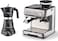 Ariete Espresso Coffee Machine 1600W With Built-In Coffee Grinder And Steamer + 6 Cups Electric Moka Pot Coffee Maker, 480W Moka Aroma, Perfect For Home And Office, Art1313+Art1368