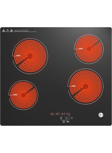 Hoover Built-In 60CM Ceramic Hob, 4 Cooking Zones, Touch Control, 9 Power Levels, 99 Minute Timer, Safety Features (Child Lock, Auto Safety Switch Off), Residual Heat Indication HEH-W64C-GBI Black (No Installation)