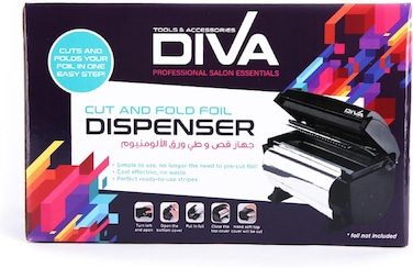 Diva Foil Dispenser, Cut &amp; Fold Foil Dispenser, Perfect For Home &amp; Salon Use, Black