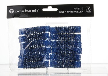 Onetech Mesh Hair Rollers 60Mmx12Mm  Blue  12 Pcs
