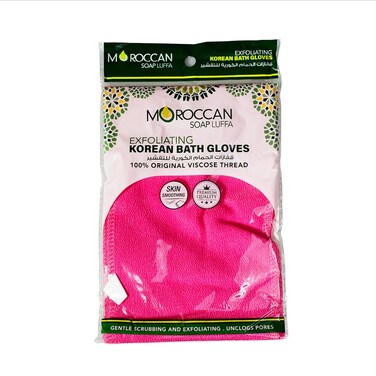 Moroccan Oil Korean Bath Gloves Exfoliating   Pink