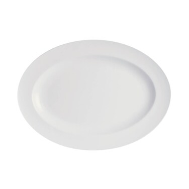 BARALEE PORCELIAN CERAMIC SIMPLE PLUS WHITE OVAL RIM PLATE , 091291A , 41 CM (16 1/8") , PACK OF 6 , Rimmed Platter , Dinnerware , Serving Tray , Serving Platter