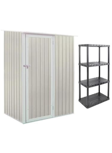 CamelTough Outdoor Metal Storage Shed, 4.7X3 feet, Garden Metal Shed. Perfect for Storing Garden Tools, Yard Tools, Tool Storage Shed for Courtyard, Lawn, Backyard with Warranty, Beige (Combo)