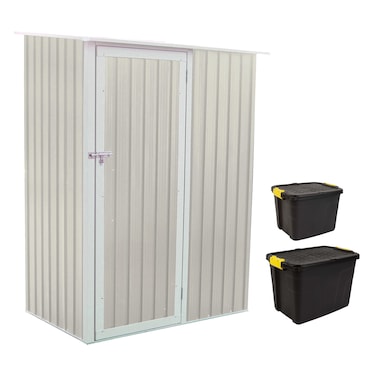 CamelTough Outdoor Metal Storage Shed 4.7 X 3 feet with Heavy Duty Storage Boxes 42L &amp; 60L, Weather Resistant, Garden Shed Combo, Perfect for Storing Garden Tools, Yard Tools and Garage - CT-206