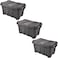 Tactix 45 L Heavy Duty Storage Box, 3 PCS Pack with Lid and Handles, Stackable 60.5L x 38.3W x 32.5H cm, Black