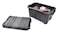 Tactix 45 L Heavy Duty Storage Box, 3 PCS Pack with Lid and Handles, Stackable 60.5L x 38.3W x 32.5H cm, Black