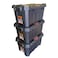 Tactix 45 L Heavy Duty Storage Box, 3 PCS Pack with Lid and Handles, Stackable 60.5L x 38.3W x 32.5H cm, Black