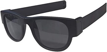 Slapsee Folding Sunglasses, UV400 Protection, Trendy Design for Men &amp; Women, Ultralight &amp; Easy to Carry Sunglasses, Wrist Slapping Sunglasses that never fall off, White Frame, White Slap, Blue Lens