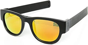 Slapsee Folding Sunglasses, UV400 Protection, Trendy Design for Men &amp; Women, Ultralight &amp; Easy to Carry Sunglasses, Wrist Slapping Sunglasses that never fall off, White Frame, White Slap, Blue Lens