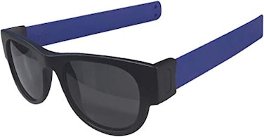 Slapsee Folding Sunglasses, UV400 Protection, Trendy Design for Men &amp; Women, Ultralight &amp; Easy to Carry Sunglasses, Wrist Slapping Sunglasses that never fall off, White Frame, White Slap, Blue Lens