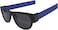 Slapsee Folding Sunglasses, UV400 Protection, Trendy Design for Men &amp; Women, Ultralight &amp; Easy to Carry Sunglasses, Wrist Slapping Sunglasses that never fall off, White Frame, White Slap, Blue Lens