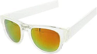 Slapsee Folding Sunglasses, UV400 Protection, Trendy Design for Men &amp; Women, Ultralight &amp; Easy to Carry Sunglasses, Wrist Slapping Sunglasses that never fall off, White Frame, White Slap, Blue Lens