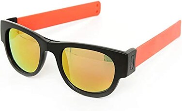 Slapsee Folding Sunglasses, UV400 Protection, Trendy Design for Men &amp; Women, Ultralight &amp; Easy to Carry Sunglasses, Wrist Slapping Sunglasses that never fall off, White Frame, White Slap, Blue Lens