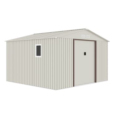 CamelTough Outdoor Metal Storage Shed, 11.2x10.6 feet, Garden Metal Shed. Perfect for Storing Patio Furniture, Garden Tools. Garage Organizer, Weather Resistant. With warranty. Beige, CT-644