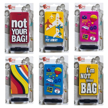 TangoTag Luggage Tag for Suitcases, Mega Combo 6 Pcs Pack, Suitcase Tags Identifiers, Cute Bag Tags, Name Travel Tags, ID Labels for Men &amp; Women, Luggage Travel Essentials &ndash; HTC-TT836