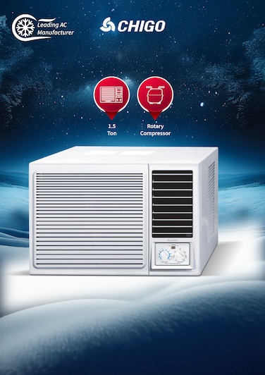 CHIGO 1.5 Ton Window AC, High-Performance Air Conditioner &ndash; T3 Climate Rated, Rotary Compressor, Energy-Efficient Cooling for Extreme Heat, CWA18CO - White