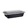 Hotpack Black Base Rectangular Container With Lids, 1100 Ml, 5 Pieces, Sleek Bento-Style Storage, Leak-Proof And Ideal For Large Main Courses And Professional Takeaway Prep.