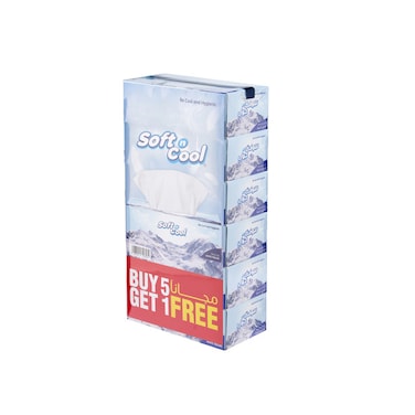 Soft N Cool Facial White Tissue, 2 Ply, 150 Sheets, Pack Of 6 (5 + 1 Box Free), Premium Soft And Absorbent Tissues For Daily Hygiene, Bulk Value Pack For Home And Office.