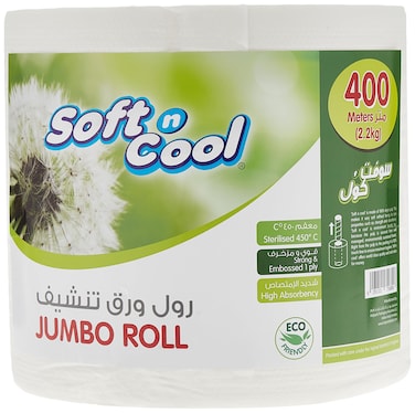 Soft N Cool Jumbo Maxi Roll, 2.2 Kg, 1 Roll, 400 Meter, 1 Units