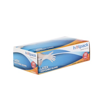 قفازات لاتكس هوت باك، مقاس صغير، 100 قطعة، كريمي، للاستخدام مرة واحدة، بودرة لسهولة الارتداء، مثالية للمختبرات والمجالات الطبية.