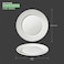 BARALEE PORCELIAN CERAMIC WISH WHITE FLAT PLATE , 092011A , 19 CM (7 1/2") , PACK OF 6 , Dinner plate , Round platter , Serving plate , Porcelain platter