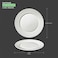 BARALEE PORCELIAN CERAMIC WISH WHITE FLAT PLATE , 092031A , 23 CM (9") , PACK OF 6 , Dinner plate , Round platter , Serving plate , Porcelain platter