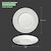 BARALEE PORCELIAN CERAMIC WISH WHITE FLAT PLATE , 092023A , 21 CM WIDE RIM (8 1/4") , PACK OF 6 , Dinner plate , Round platter , Serving plate , Porcelain platter