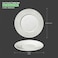 BARALEE PORCELIAN CERAMIC WISH WHITE FLAT PLATE , 092043A , 25 CM WIDE RIM (9 7/8") , PACK OF 6 , Dinner plate , Round platter , Serving plate , Porcelain platter