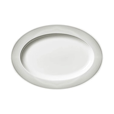 BARALEE PORCELIAN CERAMIC WISH WHITE OVAL PLATE , 092261A , 36 CM (14 1/8") , PACK OF 6 , Dinner plate , Oval platter , Serving plate , Porcelain platter