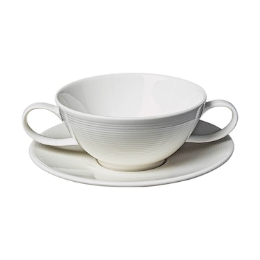 BARALEE PORCELIAN CERAMIC WISH WHITE SOUP CUP HANDLED , 092536A , 280 CC (9 1/2 OZ) , PACK OF 6 , Soup bowl , Pasta bowl , Deep dish bowl , Salad bowl
