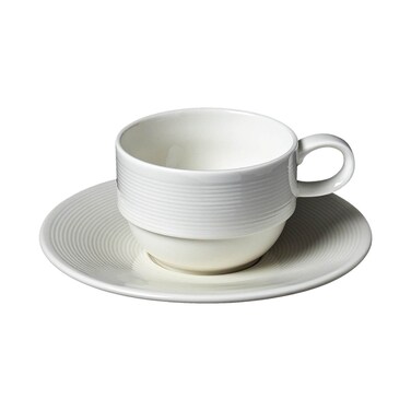 BARALEE PORCELIAN CERAMIC WISH WHITE STACKABLE CUP, 092617A, 250 CC (8 1/2 OZ), PACK OF 6, Espresso Cup, Tea Cup, Coffee Cup, Cappuccino Cup, Coffee Mug Set, Tea Mug Set