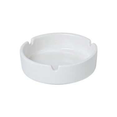 BARALEE PORCELIAN CERAMIC SIMPLE PLUS WHITE ASHTRAY , 10 CM , PACK OF 6 , 091922A , Cigar ashtray , Smoking accessory , Portable ashtray , Ash container , Bar Accessories