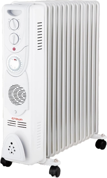 Crownline 13-Fins Oil Filled Radiator Heater, 3-Power Output Settings 1000/1500/2500W, with Overheat Protection, 24-Hrs Timer