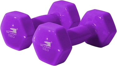 Vinyl Dumbbells EM-9219-5 Set of 2 Non-Slip 5KG Each for Strength Training &amp; Home Gym