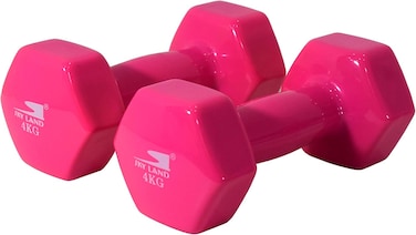 Vinyl Dumbbells EM-9219R-4 Set of 2 Pink 4KG Each for Strength Training &amp; Home Fitness