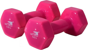 دمبل فينيل EM-9219R-5 طقم من قطعتين غير قابلة للانزلاق، وزن كل قطعة 5 كجم، مناسب للياقة البدنية والبيلاتس والتمارين الرياضية المنزلية