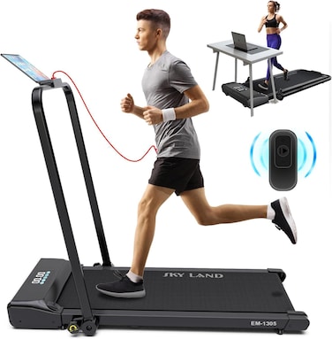 SKY LAND Treadmill, 2 HP Foldable Walking Pad, Under Desk Treadmill 1-12 KM/H with LCD Display and Remote Control for Home, Office, and Gym