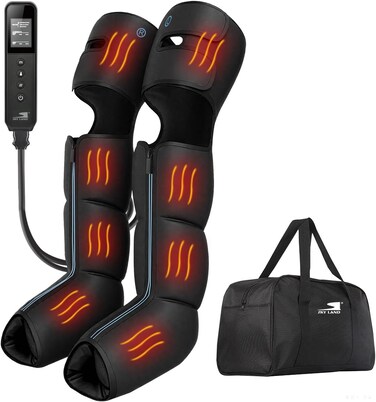 Air Compression Full Leg &amp; Foot Massager EM-2197 with Heat &ndash; 3 Intensities, 3 Modes, 3 Heat Levels, Improves Circulation, Relieves Fatigue, Faster Muscle Recovery, Pain Relief