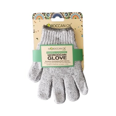 Moroccan Oil Bamboo Charcoal Exfoliating Bath Gloves   1 Pair