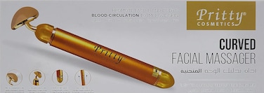 Pritty Curved Facial Massager, Gold - 3D Vibration Massage For Improved Circulation, Skin Firming &amp; Radiant Glow
