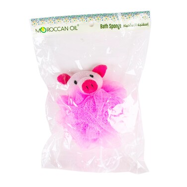 Moroccan Oil Animal Design Bath Mesh Sponge   Pink Pig   Kbs P